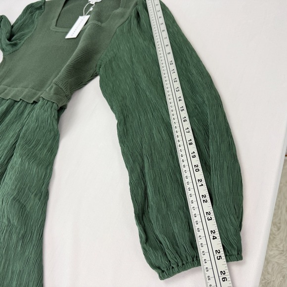 Baltic Born NWT Alva Sweater Midi Dress XL Dusty Green Square Neck Crinkle Boho - Picture 16 of 16